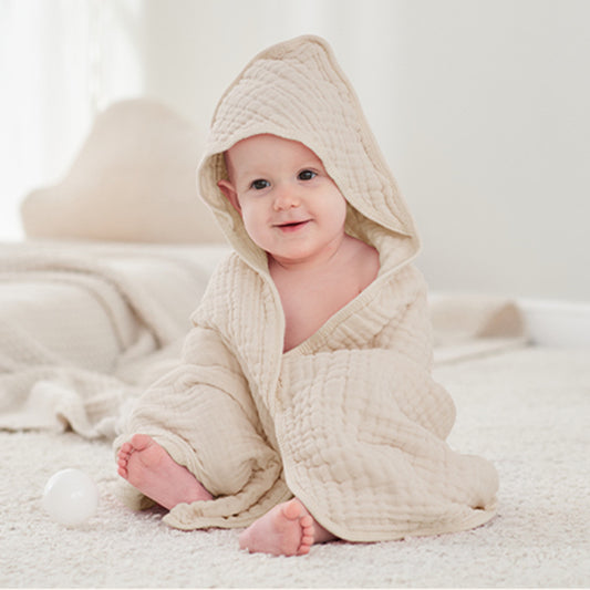 6-Layer Muslin Hooded Baby Towel – 100% Cotton Soft & Absorbent Baby Bath Towel