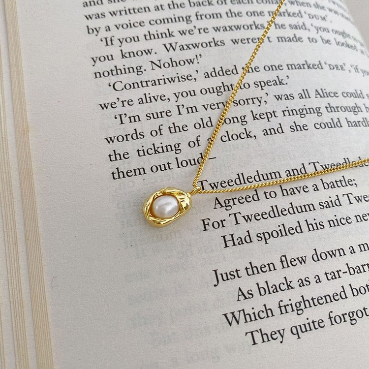 Wrapped Pearl Pendant Necklace