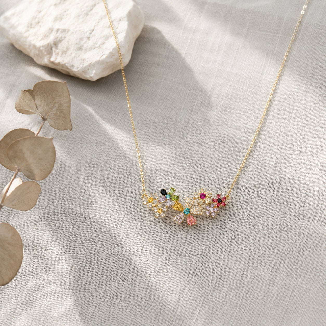 Crystal Flower Pendant Necklace