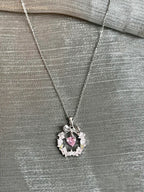 Ethereal Ribbon & Wreath Pendant Necklace – Silver Finish