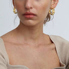 Gold Textured Organic Hoop Earrings – Minimalist Chunky Huggie Hoops for Daily Wear