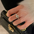Oval & Pear Three-Stone Ring in Platinum