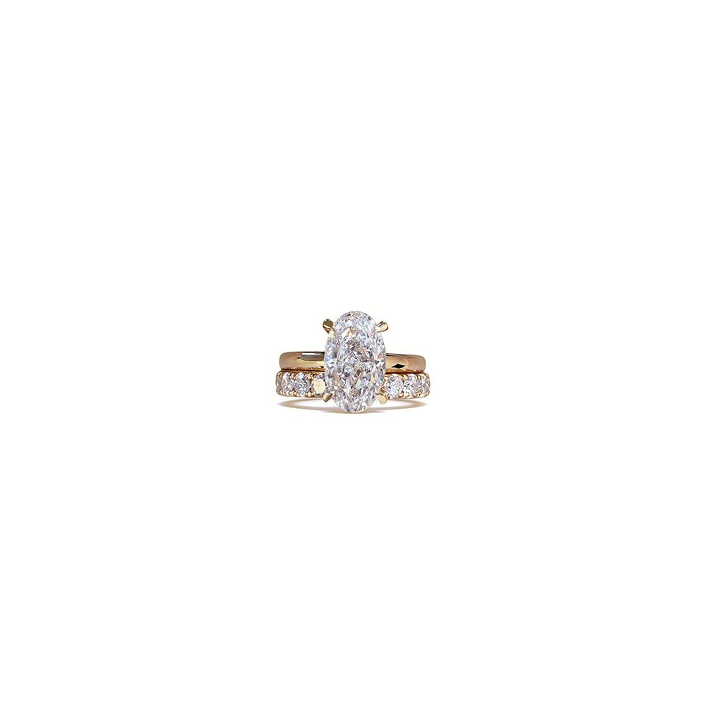 Oval Solitaire Engagement Ring & Open Wedding Band Set