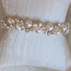 Elegant Pearl & Rhinestone Cluster Bracelet