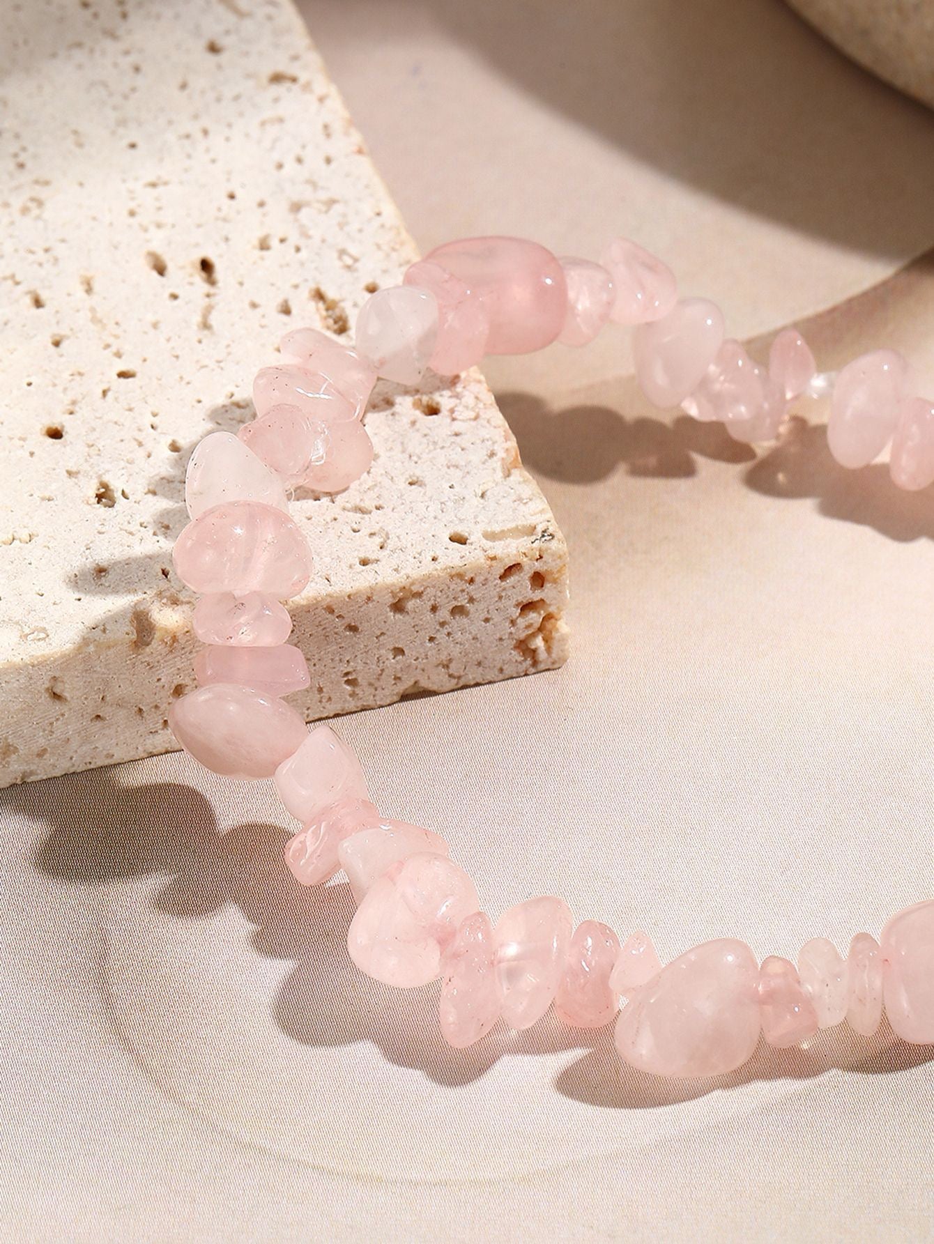 Natural Quartz Chip Beaded Bracelet with Silver-Tone Clasp & Extender