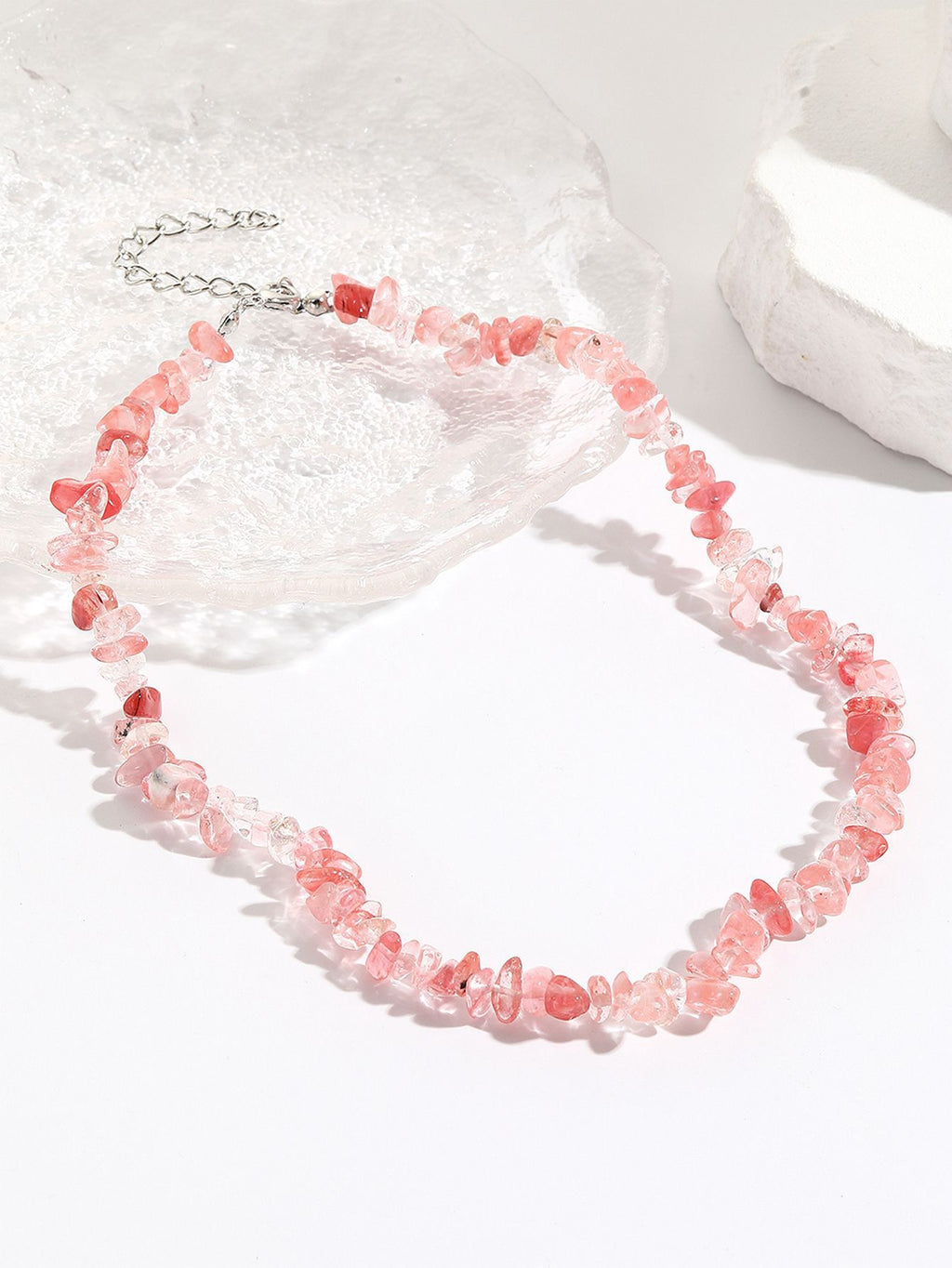 Natural Quartz Chip Beaded Bracelet with Silver-Tone Clasp & Extender