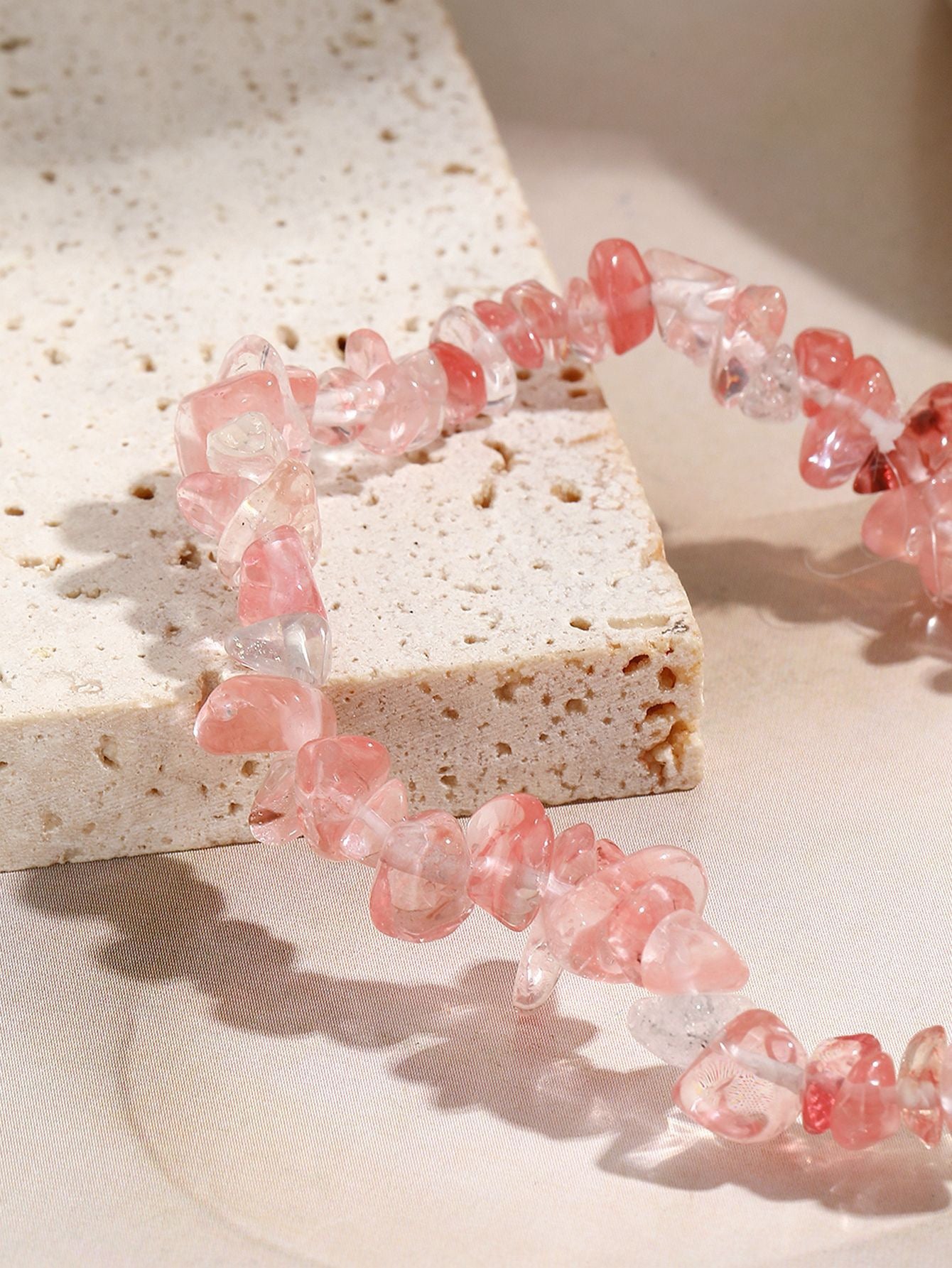 Natural Quartz Chip Beaded Bracelet with Silver-Tone Clasp & Extender
