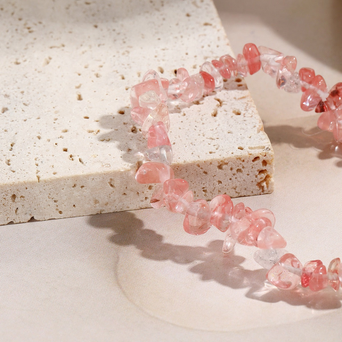 Natural Quartz Chip Beaded Bracelet with Silver-Tone Clasp & Extender