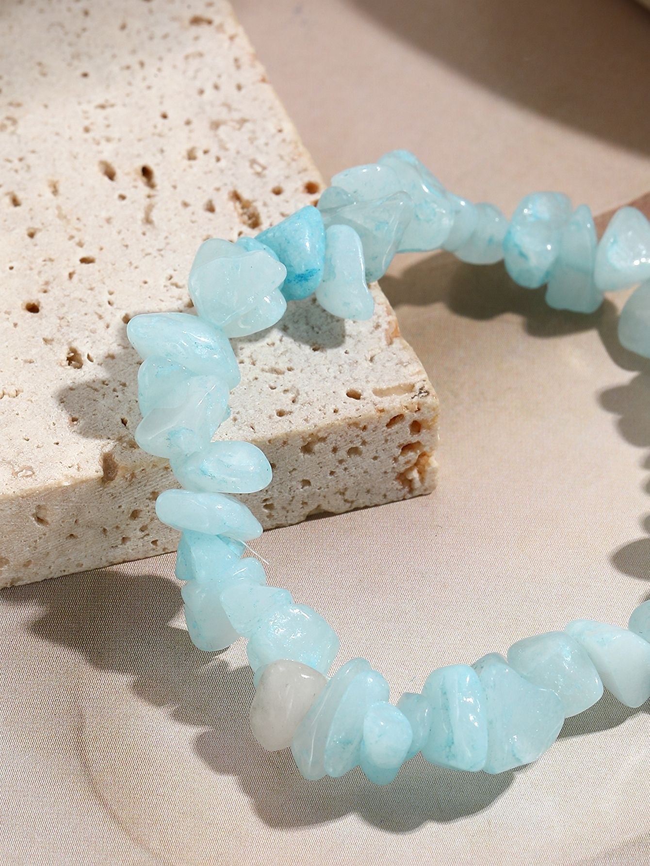 Natural Quartz Chip Beaded Bracelet with Silver-Tone Clasp & Extender