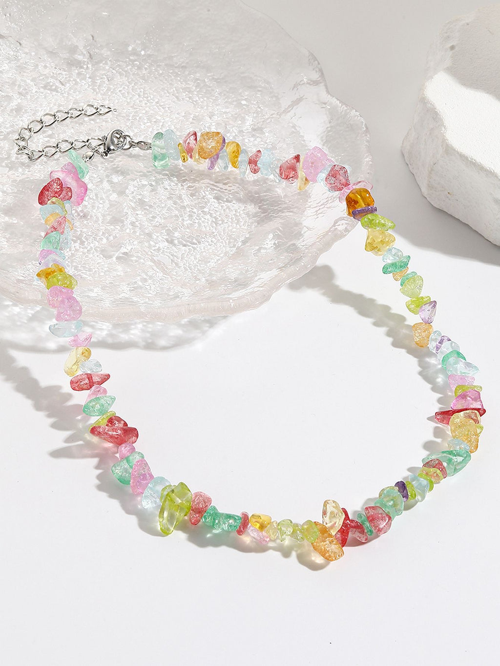 Natural Quartz Chip Beaded Bracelet with Silver-Tone Clasp & Extender