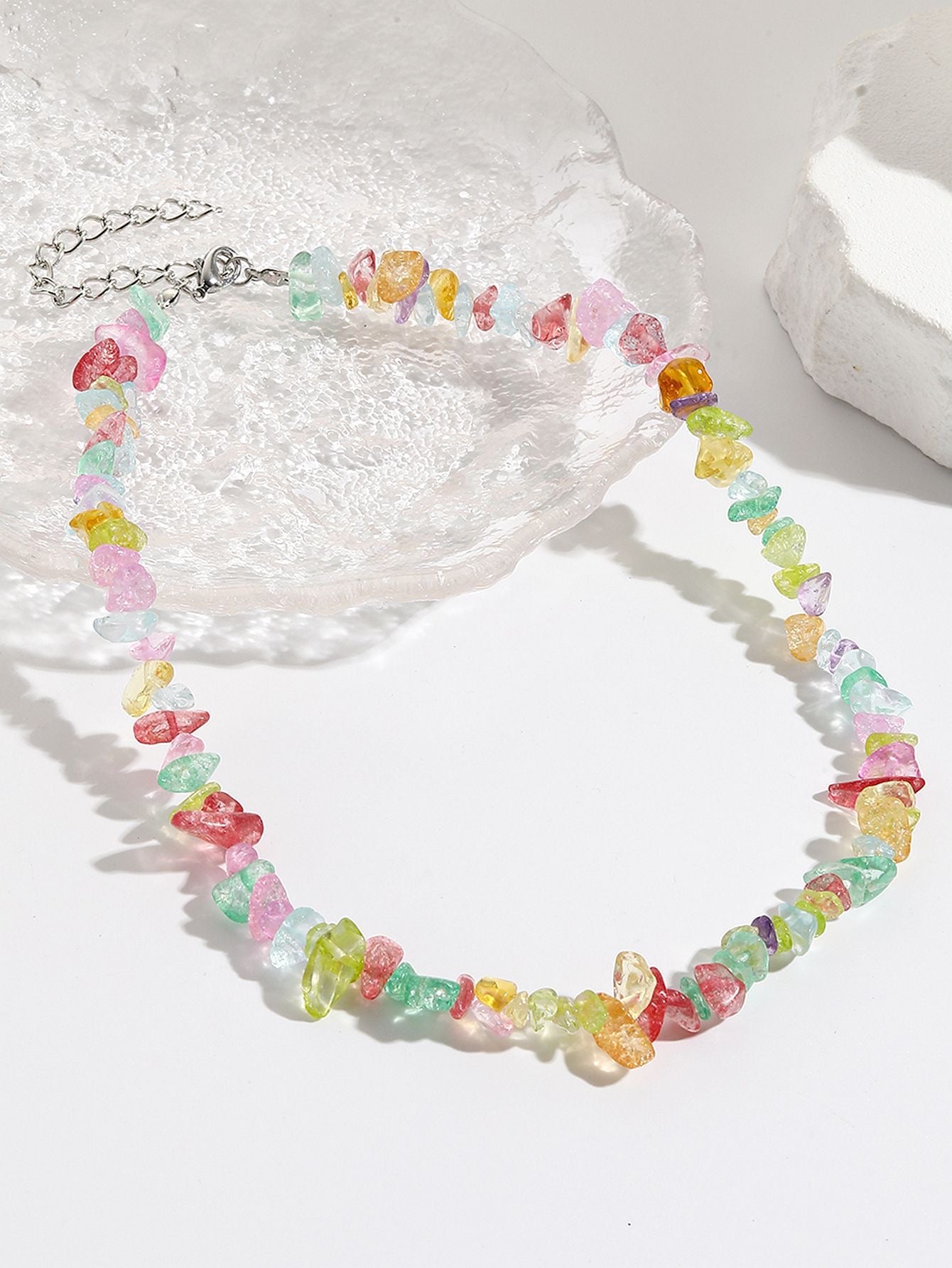 Natural Quartz Chip Beaded Bracelet with Silver-Tone Clasp & Extender