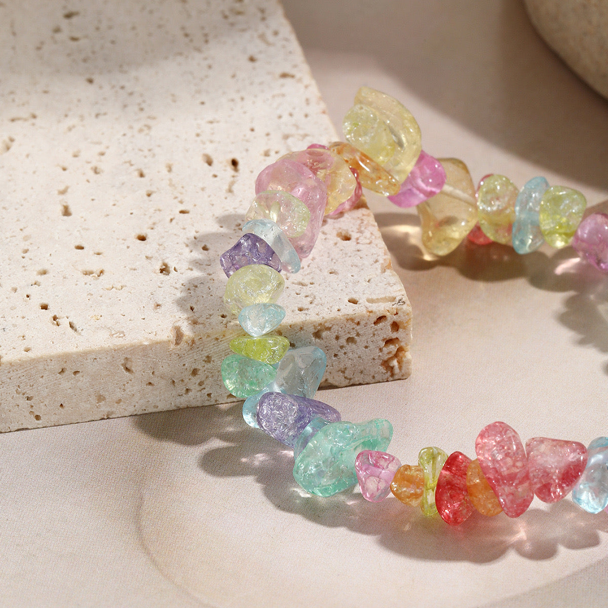 Natural Quartz Chip Beaded Bracelet with Silver-Tone Clasp & Extender