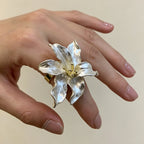 Elegant Sculpted Lily Statement Ring