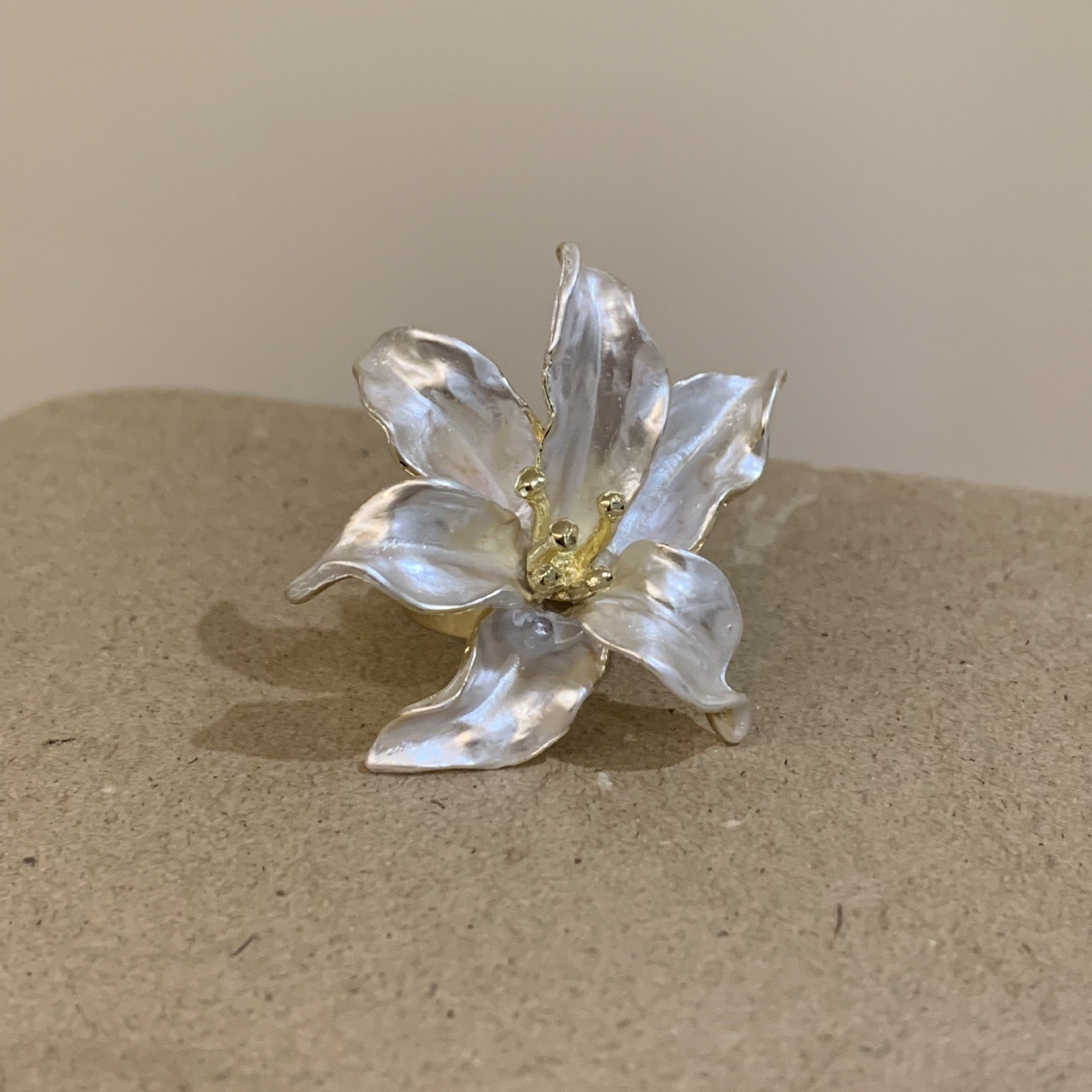 Elegant Sculpted Lily Statement Ring