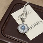 Vintage-Inspired Sterling Silver Oval Blue Star Sapphire and Mother of Pearl Locket Pendant Necklace