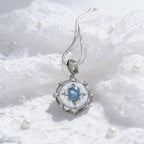 Vintage-Inspired Sterling Silver Oval Blue Star Sapphire and Mother of Pearl Locket Pendant Necklace