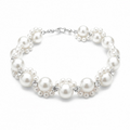 Elegant Pearl & Rhinestone Cluster Bracelet