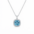 Blue Square Pendant Silver Necklace