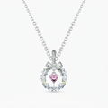 Ethereal Ribbon & Wreath Pendant Necklace – Silver Finish