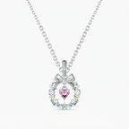 Ethereal Ribbon & Wreath Pendant Necklace – Silver Finish