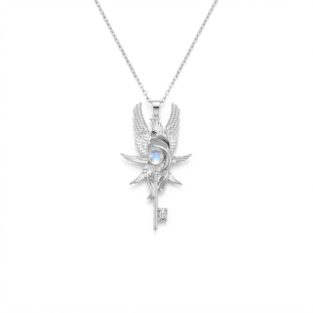 Winged Key Pendant Necklace