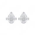 Exquisite Pear-Cut Crystal Stud Earrings with Horizontal Pavé Bar Accents