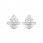Exquisite Pear-Cut Crystal Stud Earrings with Horizontal Pavé Bar Accents
