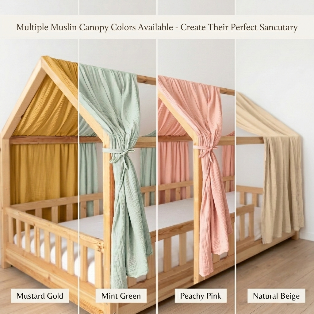 100% Muslin Cotton Kids Bed Canopy – Nursery & Play Space