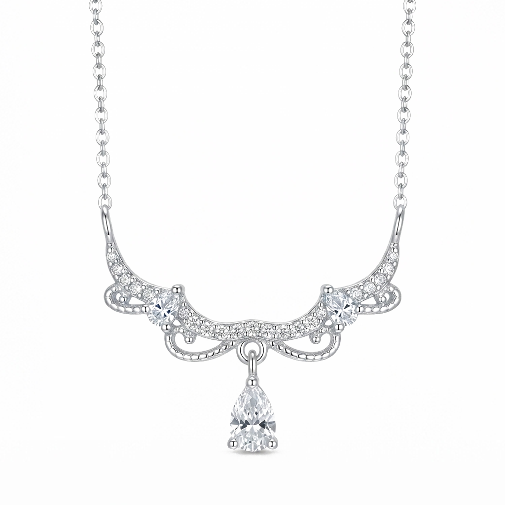 Silver Lace Sparkle Necklace