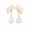 Ethereal Pearlescent Floral Drop Earrings – Gold-Plated Cascading Petal Dangles
