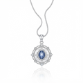 Vintage-Inspired Sterling Silver Oval Blue Star Sapphire and Mother of Pearl Locket Pendant Necklace
