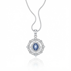 Vintage-Inspired Sterling Silver Oval Blue Star Sapphire and Mother of Pearl Locket Pendant Necklace