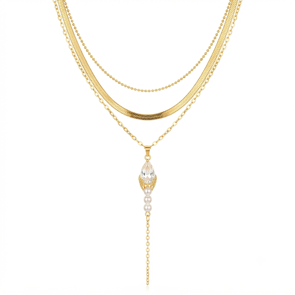 Teardrop Sparkle Layered Necklace
