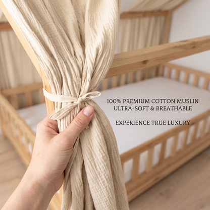 100% Muslin Cotton Kids Bed Canopy – Nursery & Play Space