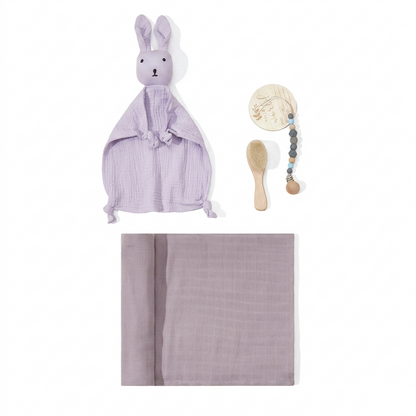 Baby Shower Gift Set – Muslin Security Blanket, Swaddle & Baby Essentials