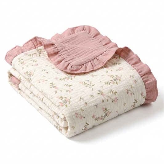 4-Layer Muslin Baby Blanket – 100% Cotton Soft & Breathable Swaddle Blanket