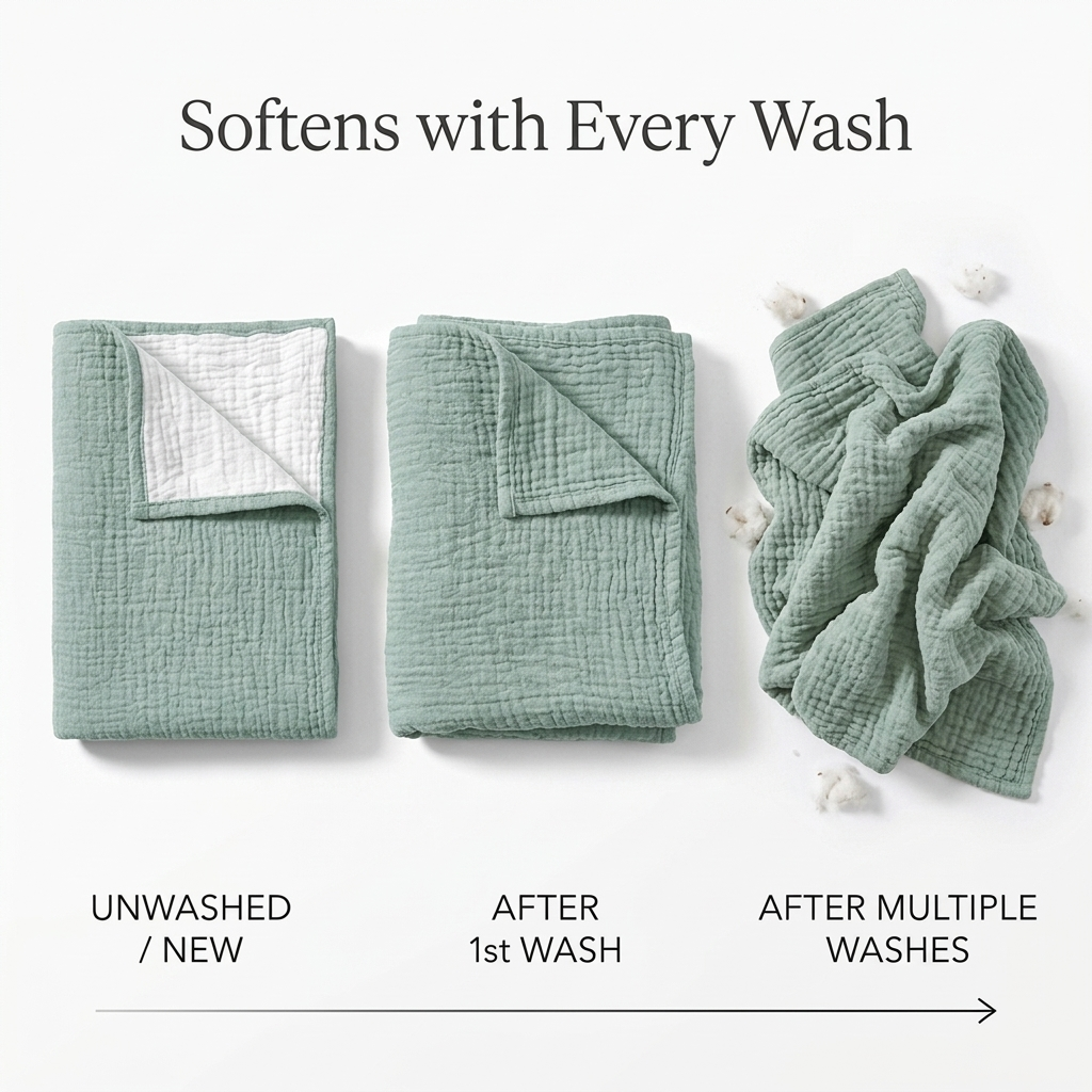 Soft 4-Layer Muslin Blanket – Cotton Swaddle, Crib & Toddler Blanket