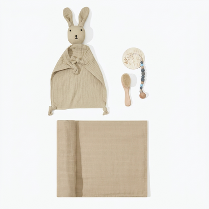 Baby Shower Gift Set – Muslin Security Blanket, Swaddle & Baby Essentials