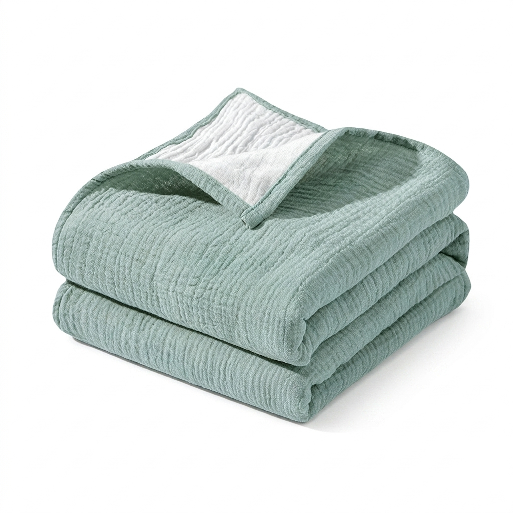 Soft 4-Layer Muslin Blanket – Cotton Swaddle, Crib & Toddler Blanket