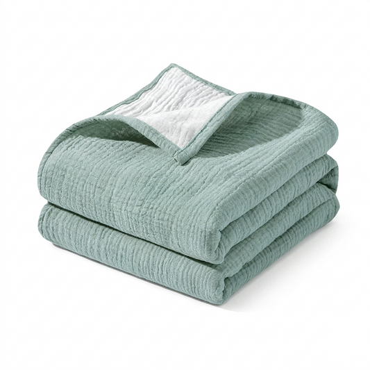 Soft 4-Layer Muslin Blanket – Cotton Swaddle, Crib & Toddler Blanket
