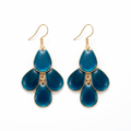 Teal Blue Enamel Cascade Chandelier Earrings – Gold-Plated Teardrop Dangles
