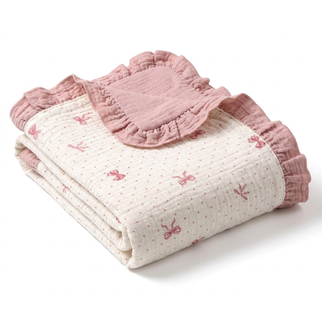 4-Layer Muslin Baby Blanket – 100% Cotton Soft & Breathable Swaddle Blanket