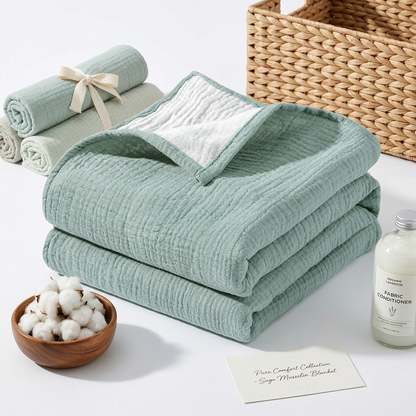 Soft 4-Layer Muslin Blanket – Cotton Swaddle, Crib & Toddler Blanket
