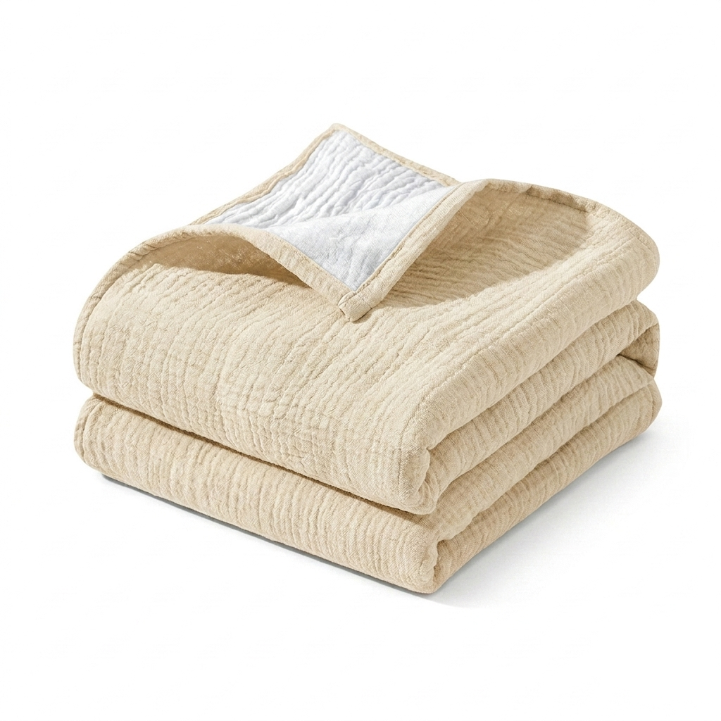Soft 4-Layer Muslin Blanket – Cotton Swaddle, Crib & Toddler Blanket