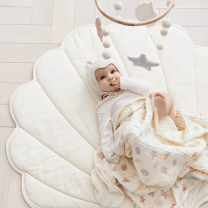 Sea Shell Play Mat – Soft Cotton Floor Mat for Play, Rest & Nursery Decor